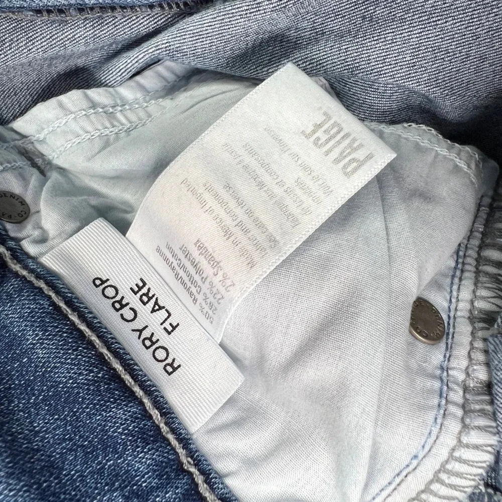 Paige Rory Crop Flare Jeans Womens 31 Zaylee Blue Stretch Raw Hem Denim New Nwt - Picture 13 of 15
